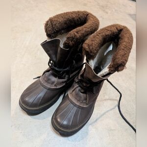 Sorel Caribou Boots Women's 9 Brown Wool Lined